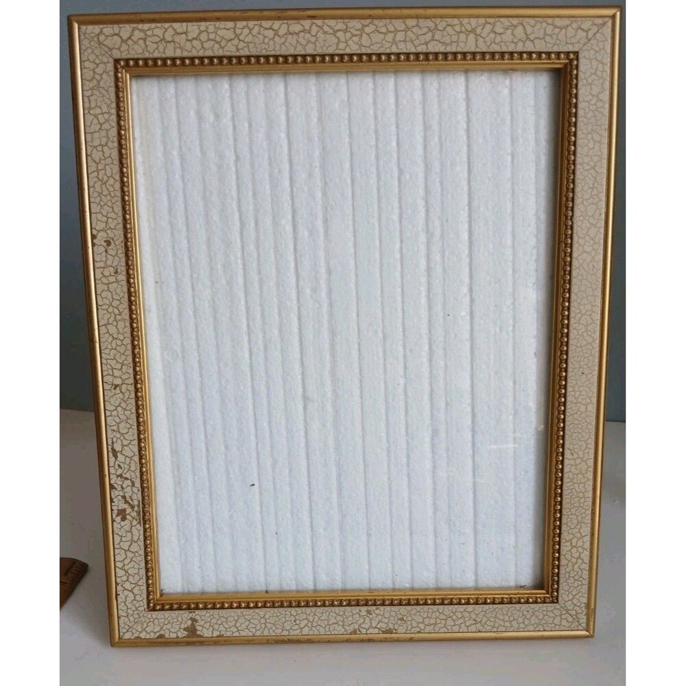 2001 Vtg Burnes Picture Frame  Gold W Crackle Paint  Design 8 X 10